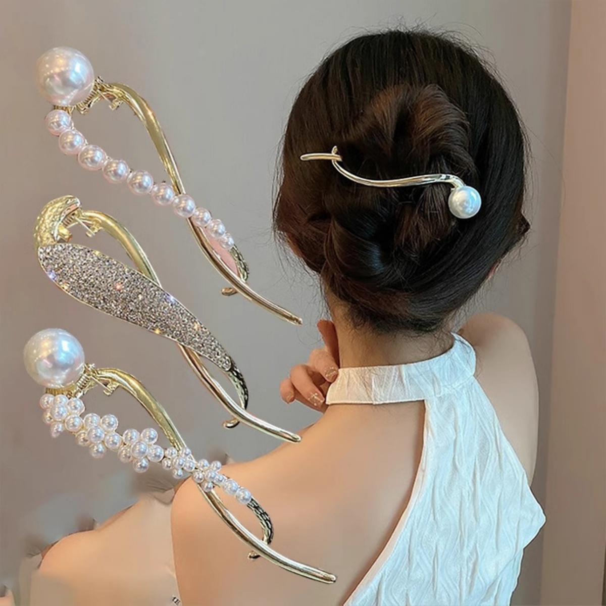 The Korean Lifestyle - Elegante glitter pérola grampo de cabelo
