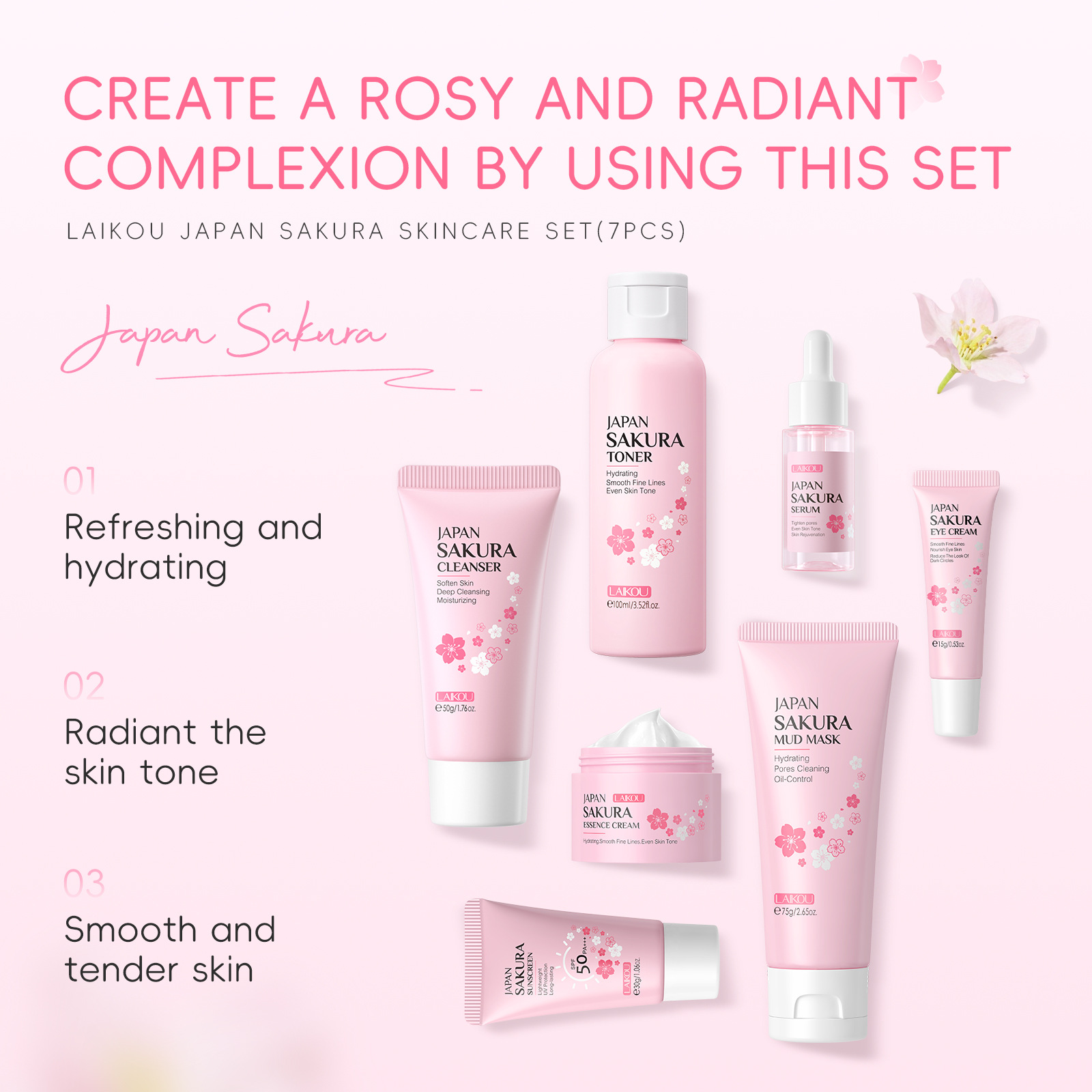 Coreano Sakura Skincare Set Hi - Korean Skincare Routine avaliação e preço